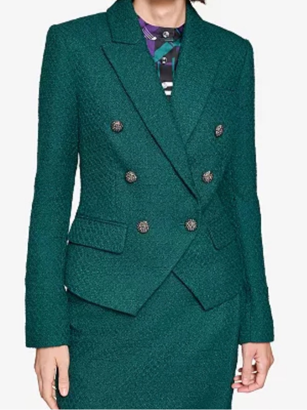Karl Lagerfeld Paris Women’s tweed Double-Breasted Blazer Size 8